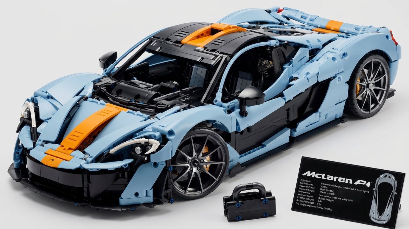 AI remix (Powder Blue & Orange) — not an official LEGO product